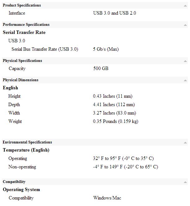 WD MyPassport Air Specs