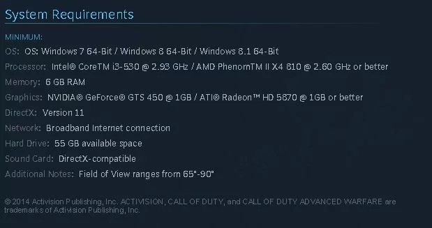 Call of Duty: Advanced Warfare System Requirements - Back2Gaming