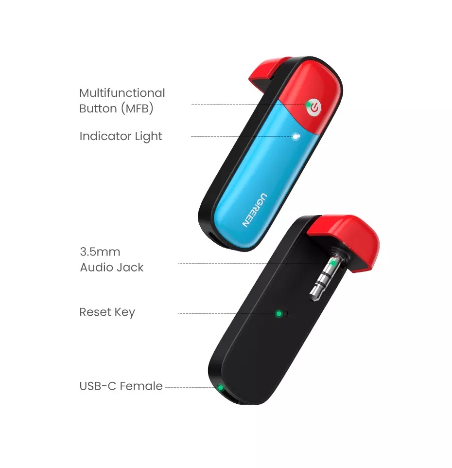 ugreen transmitter ninteno switch dongle accessories functions