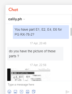 Chatting With The Gundam Replacment Parts Seller For Specific Parts