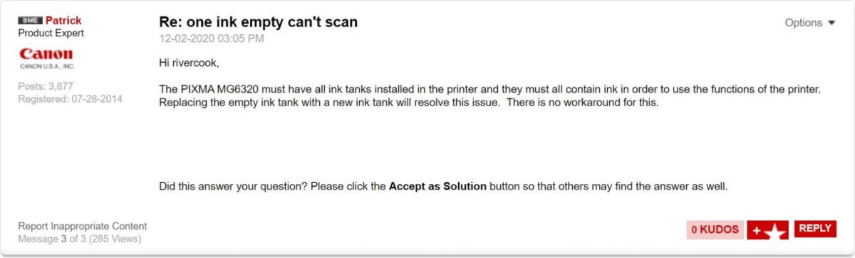 Canon Facing Legal Action for Scanners Disabled When Printers Had no Ink -