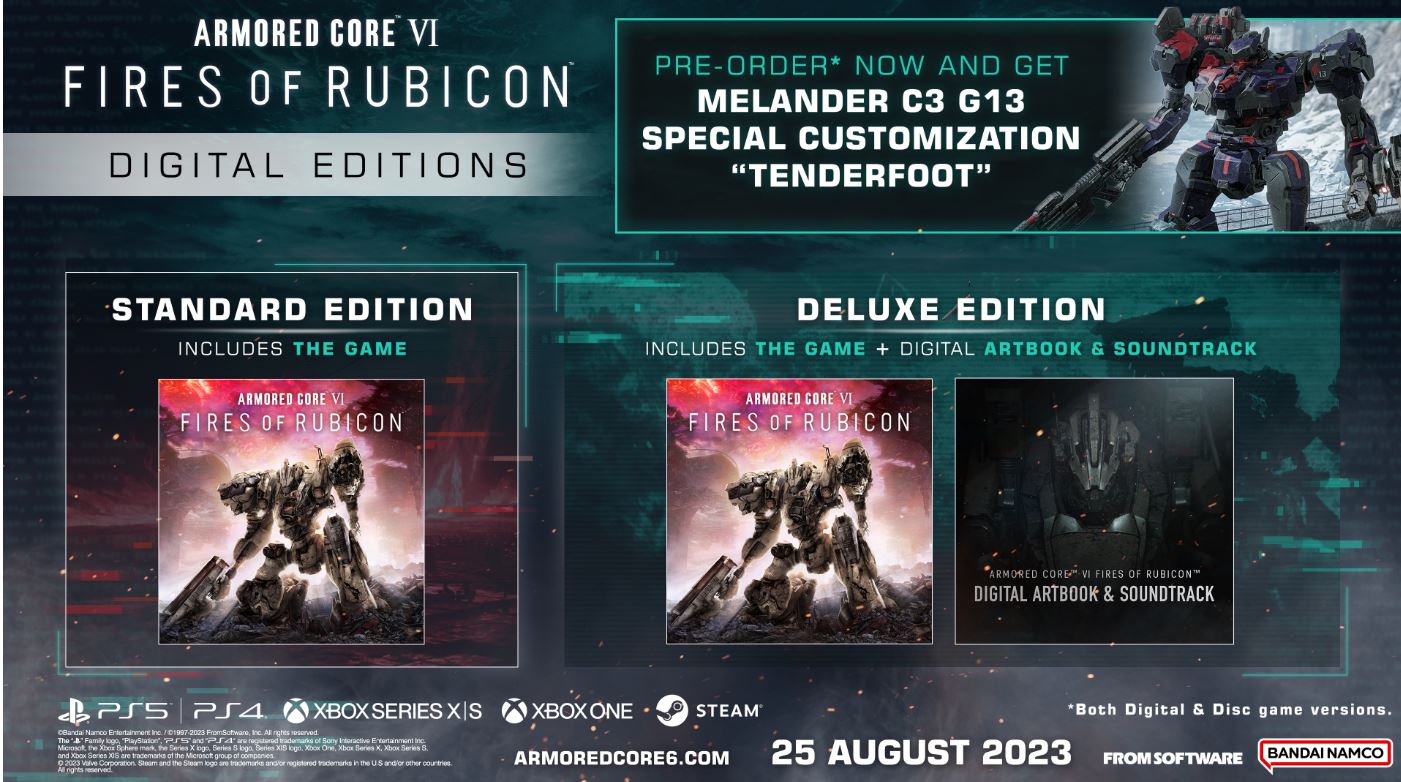 Armored Core VI Fires of Rubicon Special Editions for SEA Revealed -