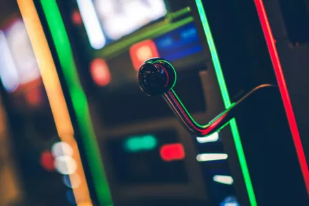Close Up Shot Of Casino Slot Machine.